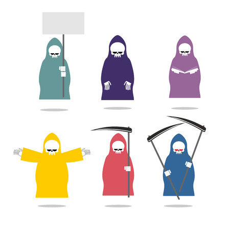 Set Grim Reaper in colored raincoats. のイラスト素材