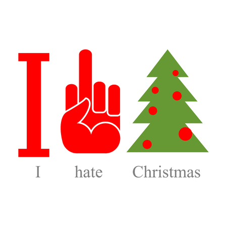 I hate Christmas. Symbol of hatred fuck and tree. Sign for loonies and bully.のイラスト素材