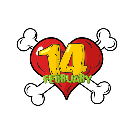 Valentines day logo. Red heart and bones. Symbol of endless love.のイラスト素材