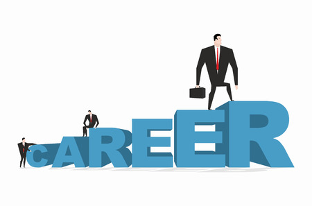 Career ladder. Career. Achieve improve on job. Businessman goes to spell. Winner in work. successful promotion in official, social, scientific and other activitiesのイラスト素材
