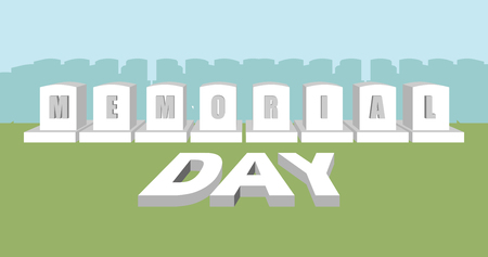 Memorial day. Soldier Cemetery. National holiday in USA. American military headstoneのイラスト素材