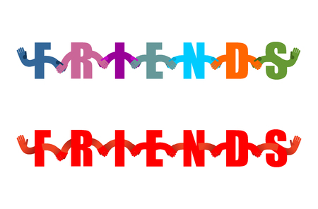Friends lettring enblem. Letters holding hands. Handshake typography. friendship logo textのイラスト素材