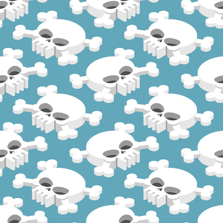Isometric Skull seamless pattern. Head skeletal pattern. Crossbones texture. remains backgroundのイラスト素材