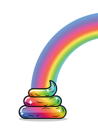 Turd unicorn and rainbow. Appearance of rainbow shit fabulous animal with hornのイラスト素材