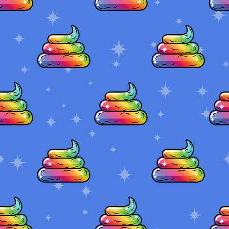 Shit Unicorn background. Magic turd ornament. Rainbow fable poop animal textureのイラスト素材