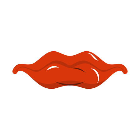 Red lips on white background. Pleased with his mouthのイラスト素材