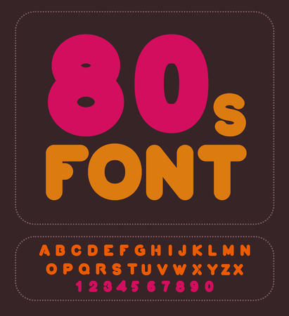 80s font. Retro alphabet. Vintage rounded alphabet. Disco Letters. Hipster lettring. Old typographyのイラスト素材