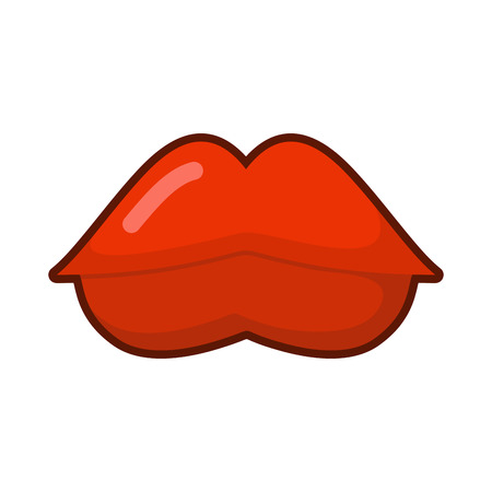 Red juicy lips on white background. female mouthのイラスト素材