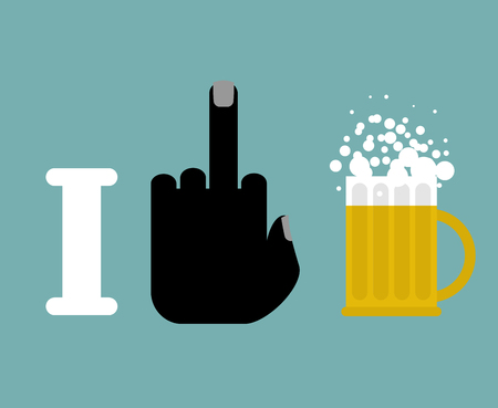 I hate alcohol.  middle finger and beer mug.  for temperance societies. Emblem Alcoholics Anonymousのイラスト素材