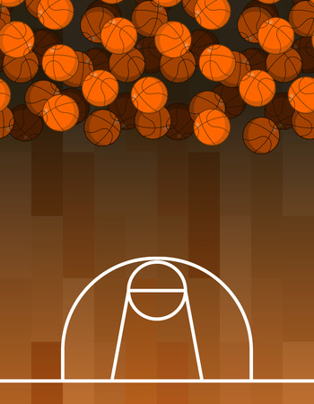 Ball and basketball court. Lot of balls. Basketball background. Sports accessoriesのイラスト素材