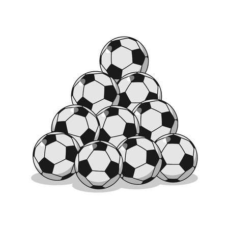 Pile of football. Many soccer balls. Sports accessoryのイラスト素材