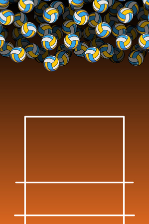 volleyball field and ball. Lot of balls. Volleyball background. Sports accessoriesのイラスト素材