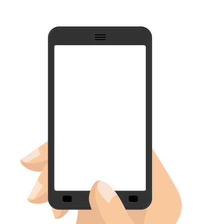 Photograph on smartphone. Hand holding screen phone. vector mocapのイラスト素材