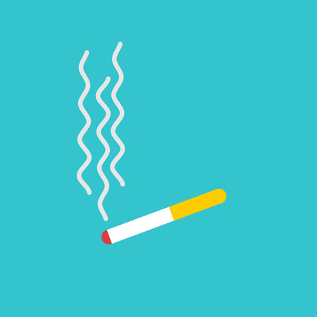Cigarette and smoke isolated. smoking on blue background. Tobacco flat iconのイラスト素材