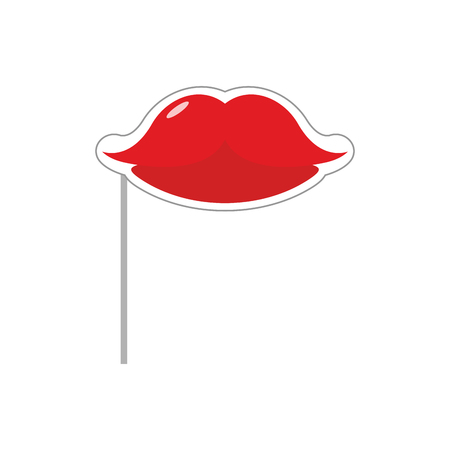 lips mask on stick. kiss for photographing. Accessory photoshootのイラスト素材