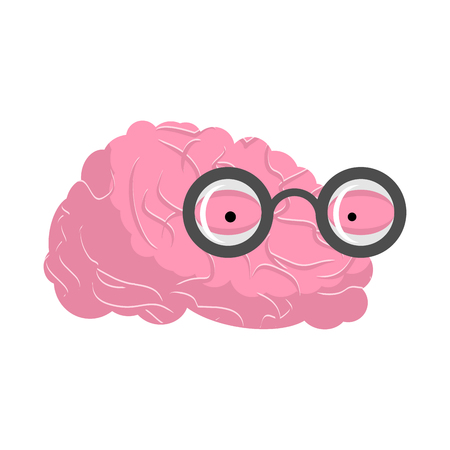 Brain glasses. Genius of human brains. Egghead mindのイラスト素材