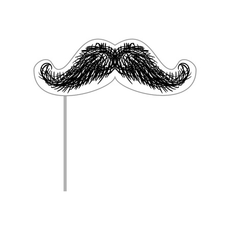 Mustache on stick mask for photographing. Accessory photoshootのイラスト素材