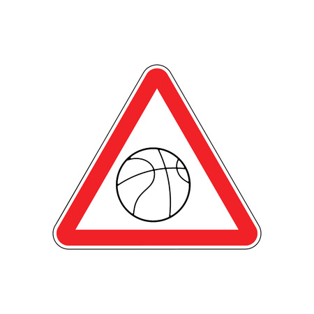Attention basketball. Dangers red road sign. Game Ball Cautionのイラスト素材