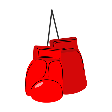 Red boxing gloves isolated. Sports accessories on white backgroundのイラスト素材