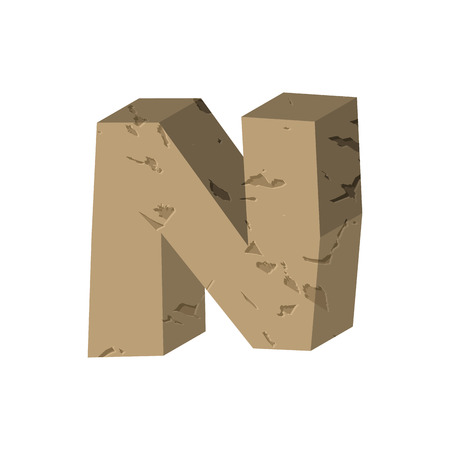 Letter N stone font. Rock alphabet symbol. Stones crag ABC signのイラスト素材