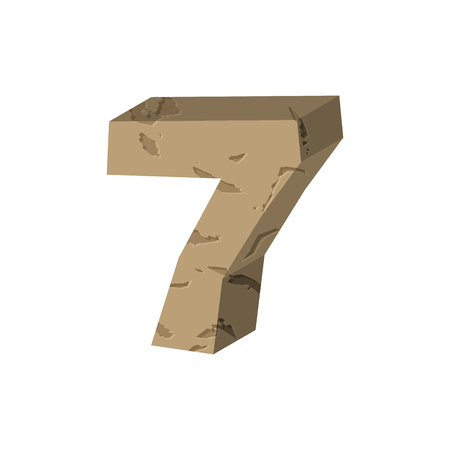 Number 7 stone. Rock font seven. Stones alphabet symbol. rocky crag ABC signのイラスト素材