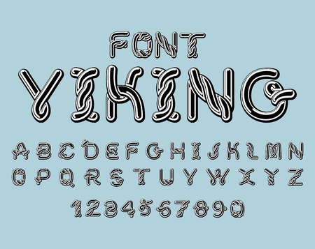 Viking font. norse medieval ornament Celtic ABC. Traditional ancient manuscripts alphabetのイラスト素材