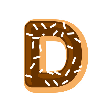 Letter D donut font. Doughnut alphabet. Sweet lettering. candy ABC signのイラスト素材