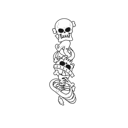 Letter I skeleton Bones Font. Anatomy of an alphabet symbol. dead ABC signのイラスト素材