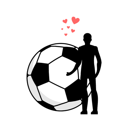 Lover Soccer. Man and football ball. love sport game. Lovers embrace. Romantic dateのイラスト素材