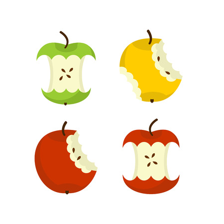 Apple core set. Fruit trash. Rubbish on white background. garbageのイラスト素材