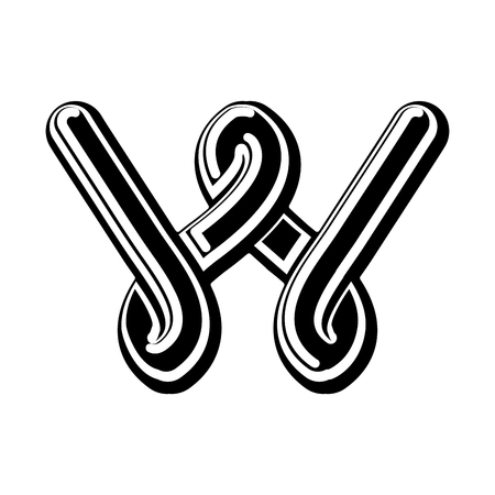 Letter W Celtic font. norse medieval ornament ABC. Traditional ancient manuscripts alphabetのイラスト素材