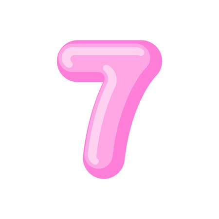 Number 7 candy font. Caramel alphabet seven. lollipop lettering. Sweet ABC signのイラスト素材