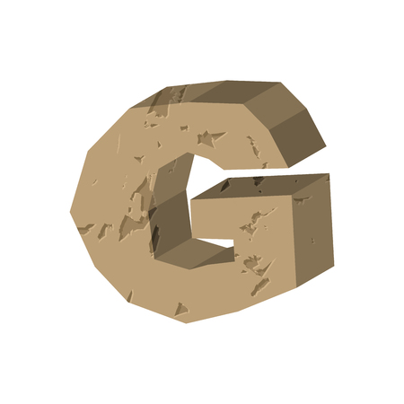 Letter G stone font. Rock alphabet symbol. Stones crag ABC signのイラスト素材