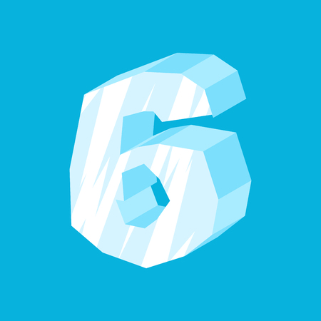 Number 6 ice. Icicles font six. Frozen alphabet symbol. Iceberg ABC signのイラスト素材