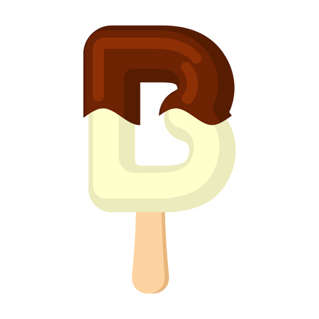 Letter B Ice Cream font. Popsicle alphabet. Cold Sweet lettering. Icecream sign ABCのイラスト素材
