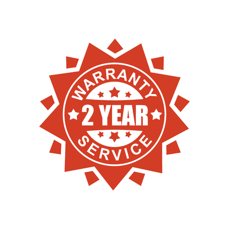 Warranty and service sign. 2 year. Red ribbon symbol. Rubber Sealのイラスト素材