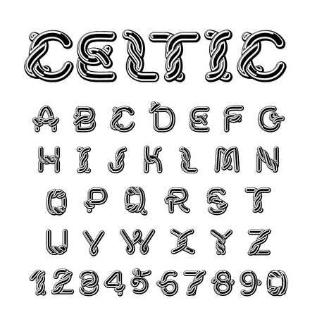 Celtic font. norse medieval ornament ABC. Traditional ancient manuscripts alphabetのイラスト素材
