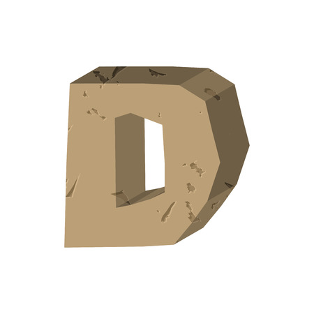 Letter D stone font. Rock alphabet symbol. Stones crag ABC signのイラスト素材