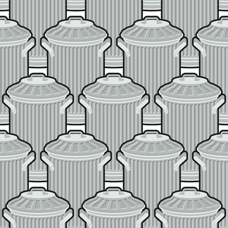 Trash can seamless pattern. Wheelie bin background. Dumpster iron ornament.のイラスト素材