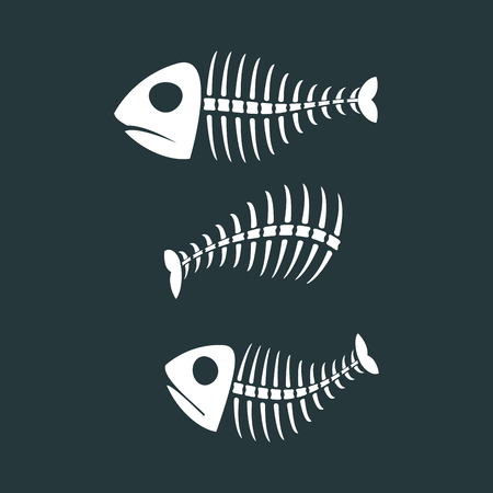 Fish bones isolated. fishy Skeleton on white backgroundのイラスト素材