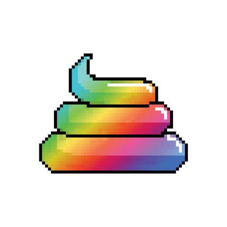 Shit Unicorn Pixel Art. Rainbow turd pixelated. Poop isolatedのイラスト素材