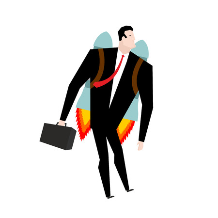 Businessman jet pack. Manager is on rocket. Business concept.のイラスト素材