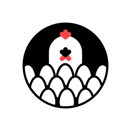 Chicken and egg logo for eggs production. Chicken farm emblem. Poultry farm signのイラスト素材