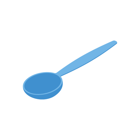 Blue Spoon isolated isometry. Cutlery on white backgroundのイラスト素材