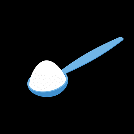 Spoon with flour isolated isometric. Spoon with sugar on white backgroundのイラスト素材