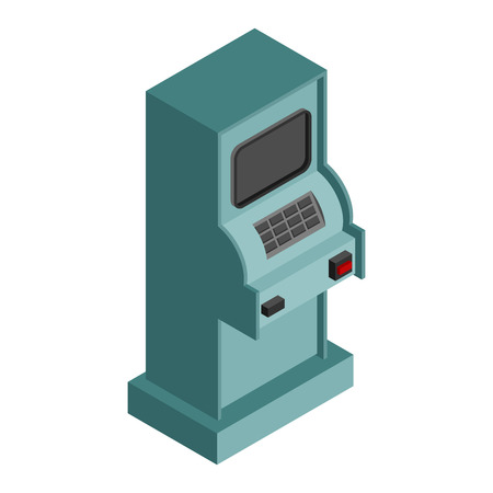 ATM Isometry isolated. Cash machine financial apparatus for issuing money on white backgroundのイラスト素材