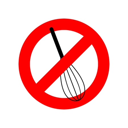 Stop Corolla kitchen utensils. Do not beat. Red prohibition sign. Ban mixのイラスト素材