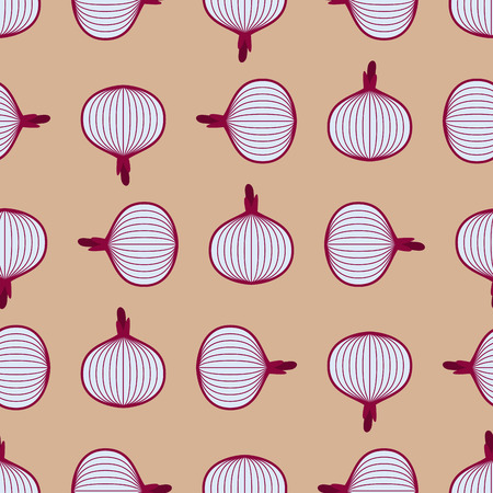 Onions cut seamless pattern. Vegetable slice background. Food textureのイラスト素材