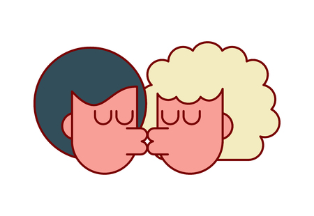 Guy and girl showing affection illustrationのイラスト素材