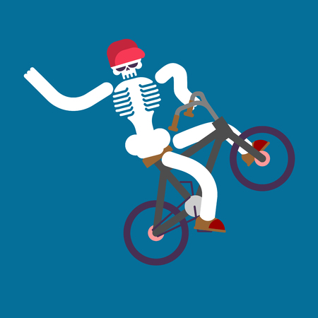 Skeleton on bicycle vectorのイラスト素材